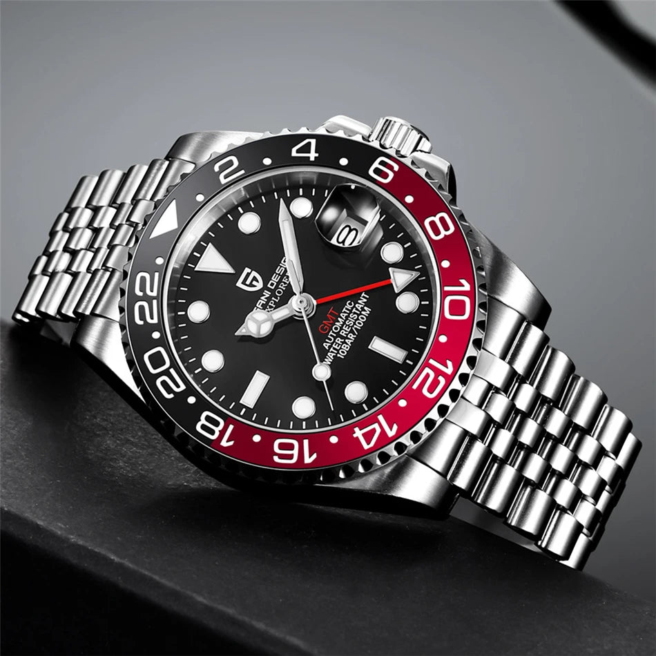 PAGANI DESIGN Top Brand Men Mechanical Wristwatches Luxurys Ceramic Bezel GMT Watches Automatic 100m Waterproof Watch for Men