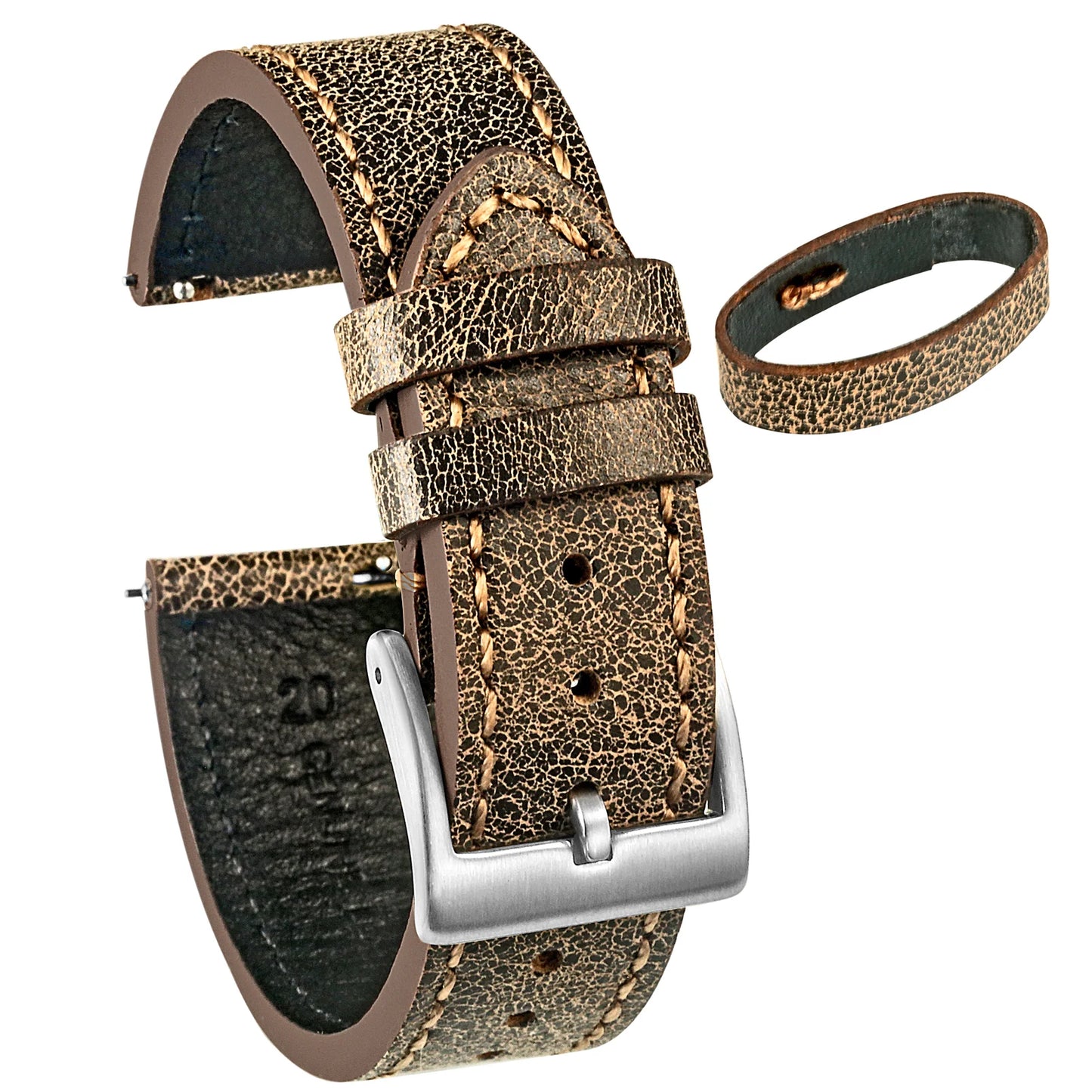 Hemsut Quick Release Leather Watch Bands Italian Mastrotto Brown Leather Watches Straps 18mm 20mm 22mm