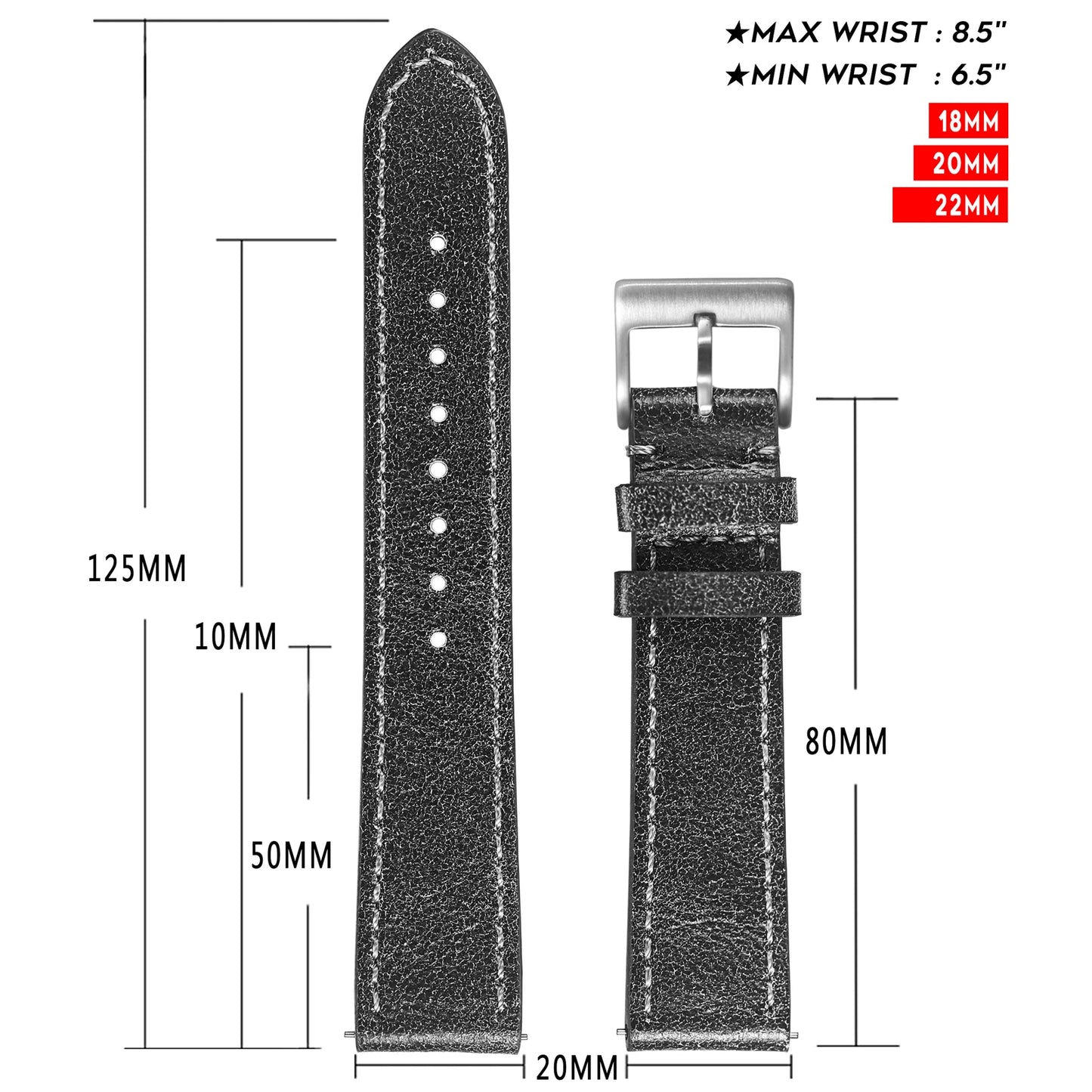 Hemsut Quick Release Leather Watch Bands Italian Mastrotto Brown Leather Watches Straps 18mm 20mm 22mm