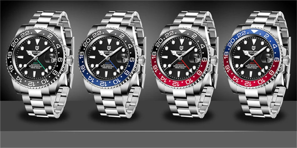 PAGANI DESIGN Top Brand Men Mechanical Wristwatches Luxurys Ceramic Bezel GMT Watches Automatic 100m Waterproof Watch for Men