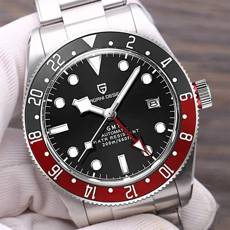 2025 New PAGANI DESIGN GMT Men's Watches Top Luxury Automatic Watch For Man Mechanical Wristwatches AR Sapphire Mirror Luminous