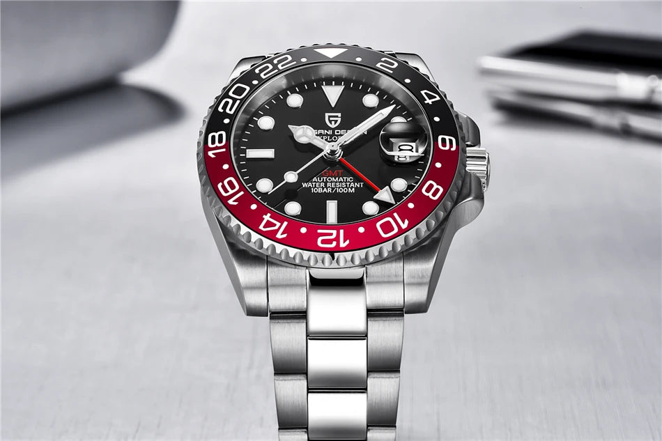 PAGANI DESIGN Top Brand Men Mechanical Wristwatches Luxurys Ceramic Bezel GMT Watches Automatic 100m Waterproof Watch for Men