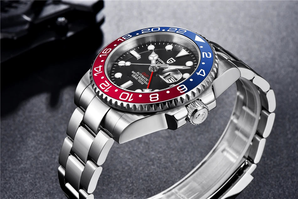 PAGANI DESIGN Top Brand Men Mechanical Wristwatches Luxurys Ceramic Bezel GMT Watches Automatic 100m Waterproof Watch for Men