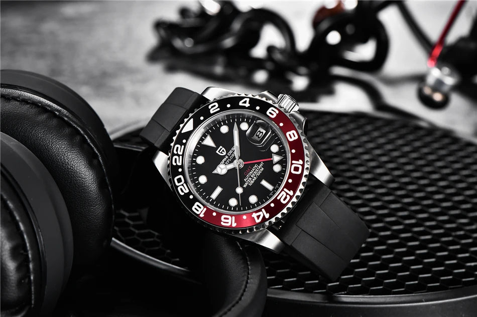 PAGANI DESIGN Top Brand Men Mechanical Wristwatches Luxurys Ceramic Bezel GMT Watches Automatic 100m Waterproof Watch for Men