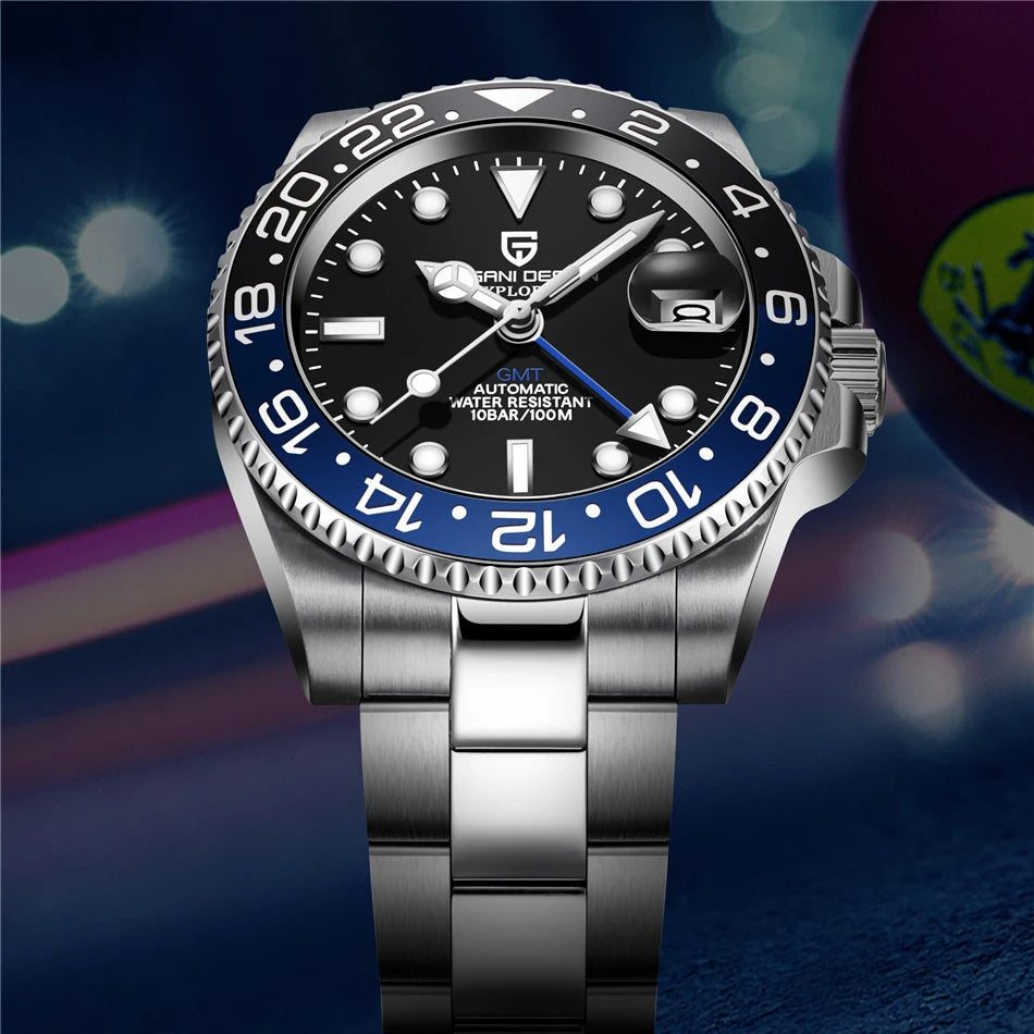 PAGANI DESIGN Top Brand Men Mechanical Wristwatches Luxurys Ceramic Bezel GMT Watches Automatic 100m Waterproof Watch for Men