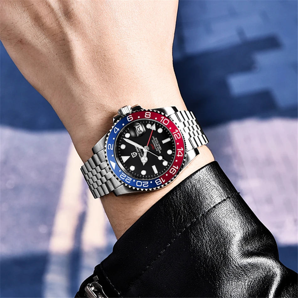PAGANI DESIGN Top Brand Men Mechanical Wristwatches Luxurys Ceramic Bezel GMT Watches Automatic 100m Waterproof Watch for Men
