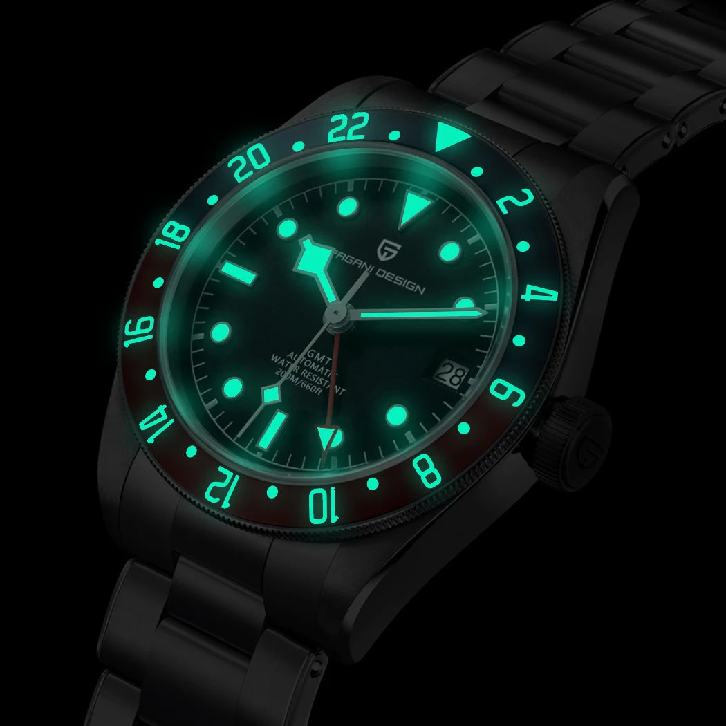 2025 New PAGANI DESIGN GMT Men's Watches Top Luxury Automatic Watch For Man Mechanical Wristwatches AR Sapphire Mirror Luminous
