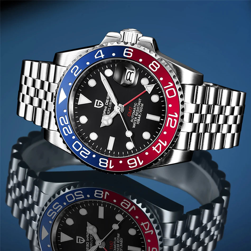 PAGANI DESIGN Top Brand Men Mechanical Wristwatches Luxurys Ceramic Bezel GMT Watches Automatic 100m Waterproof Watch for Men