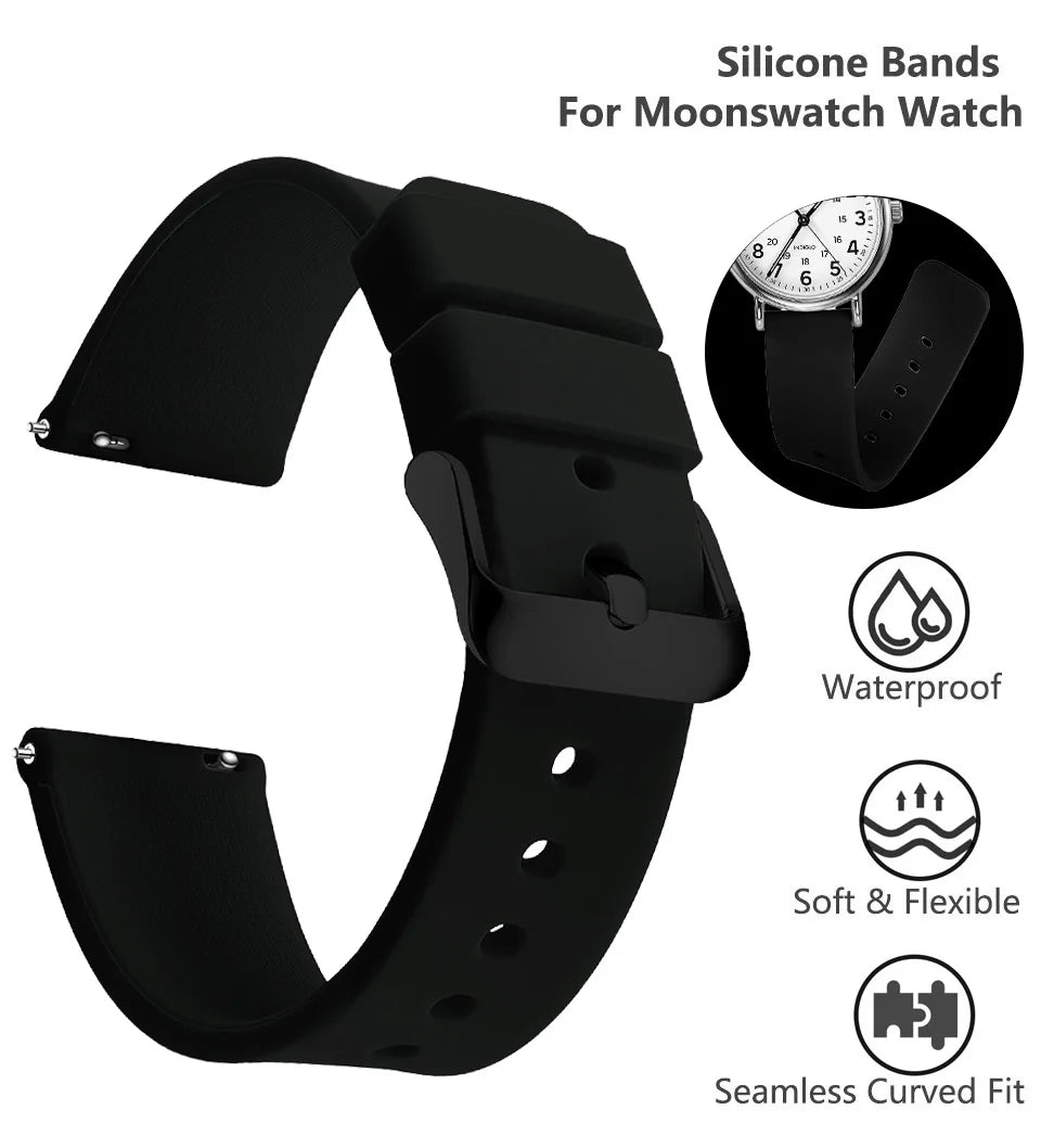 Silicone Watch Bands 14/16/18/19/20/21/22/24 mm Soft Quick Release Rubber Watch Bands Samsung Galaxy, Garmin Huawei Watch Straps