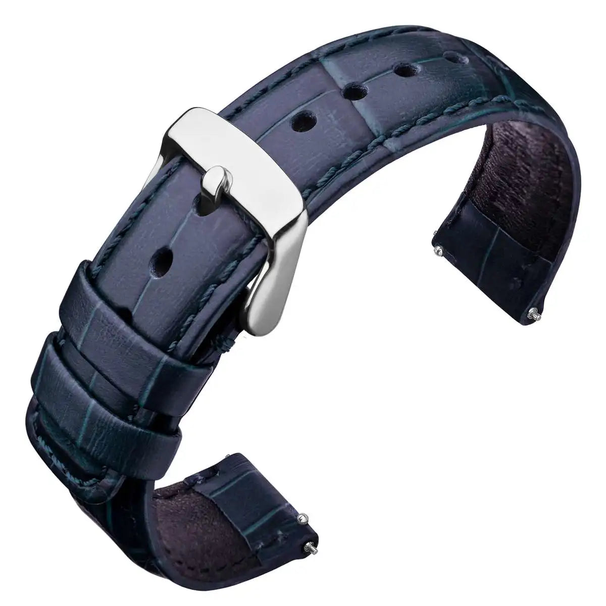 ANNEFIT Quick Release Leather Watch Bands 18mm 20mm 22mm 24mm Alligator Grain Calfskin Replacement Strap