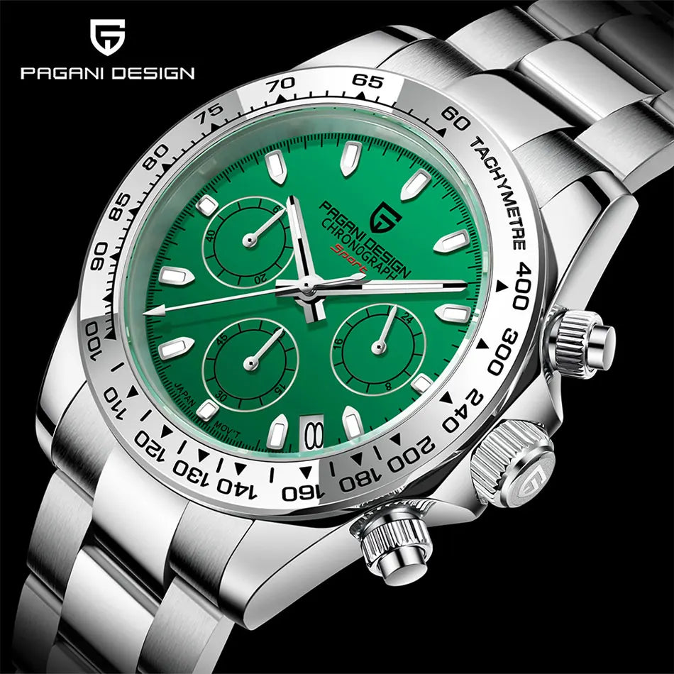 PAGANI DESIGN 2025 New 40mm Men Watch Multi functional VK63 Quartz Chronograph Sapphire Stainless Steel Waterproof Watch For Men