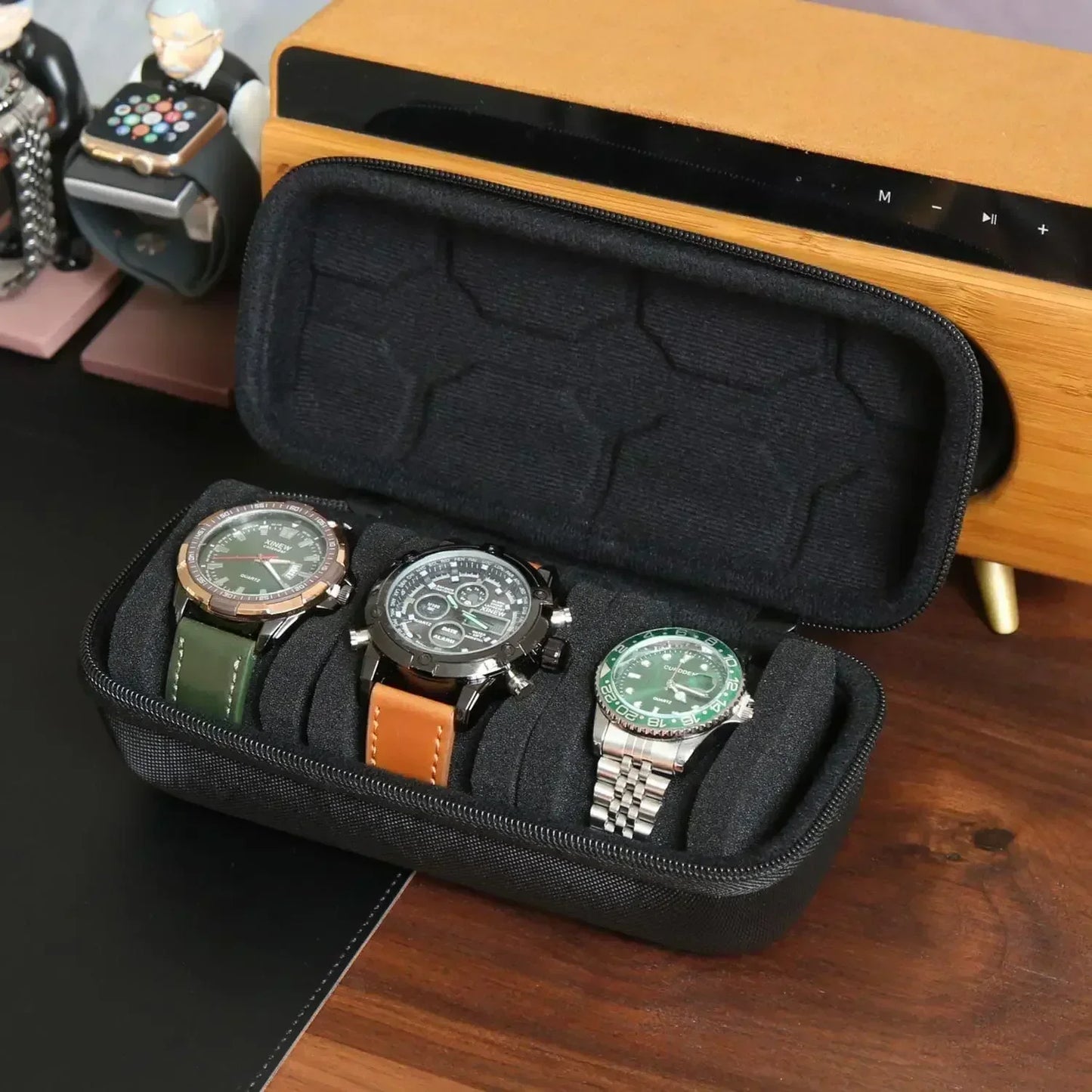 Watch Box Organizer for Men or Women Watch Travel Case Portable Storage Watch Display Holder for Wristwatches and Smart Watches