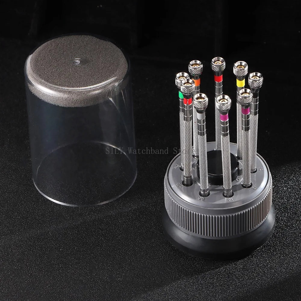 Watch Repair Tool Kit for Watchmaker Stainless Steel Precision Screwdriver Set 9pcs Watch Glasses Flat Blade Assort Slotted Tool