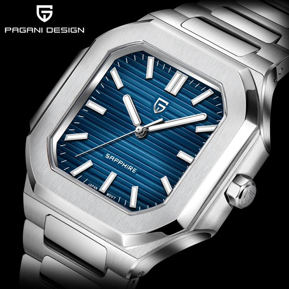 PAGANI DESIGN 2025 watch men's luxury retro quartz men's watch stainless steel sapphire crystal TMI VH31 movement 50m waterproof