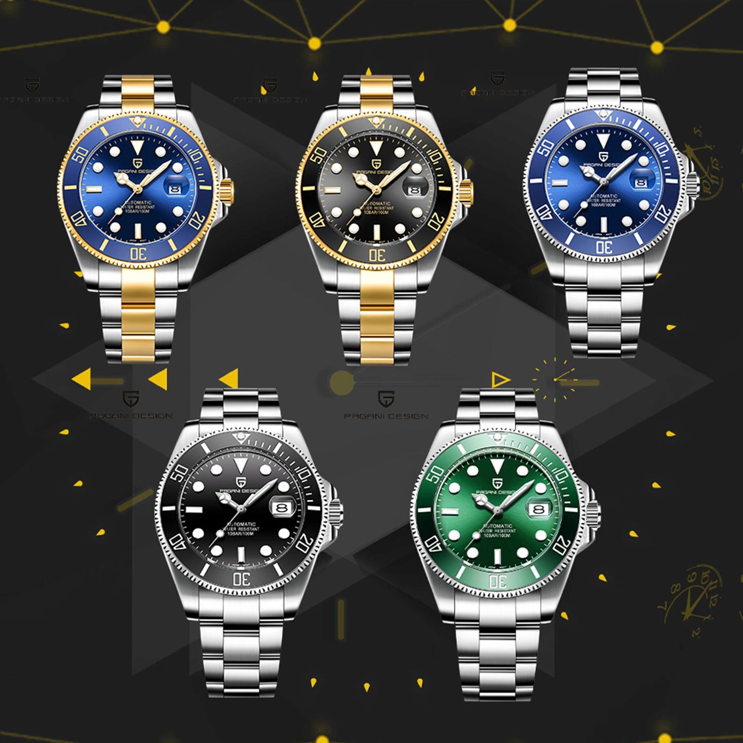 2024 New PAGANI DESIGN 43MM Men Mechanical Watches Luxury Ceramic Bezel 120 Clicks Automatic Watch 100M Waterproof Watch for Men