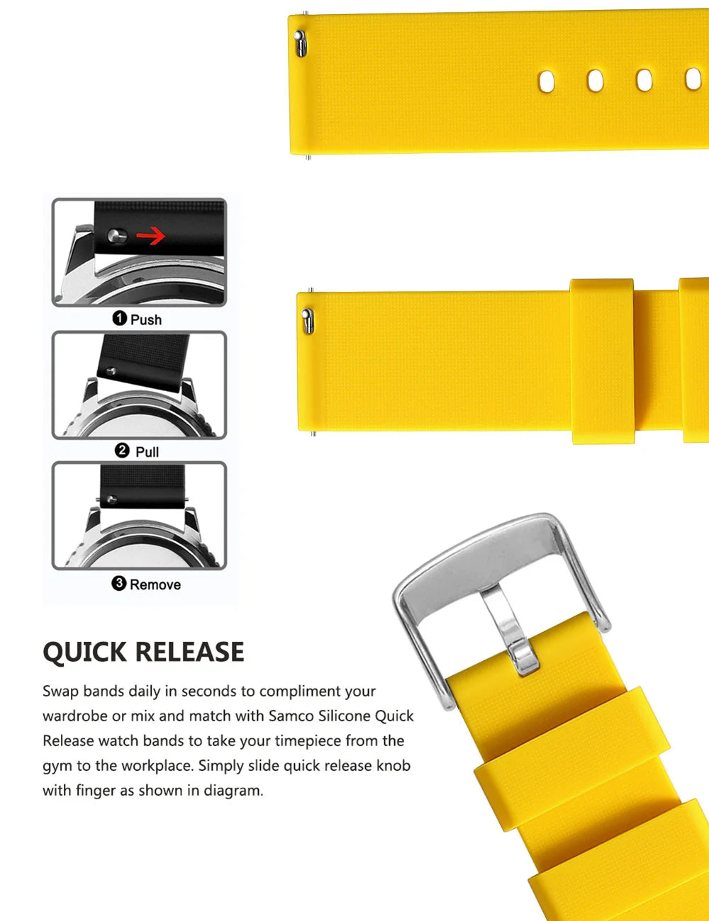 Silicone Watch Bands 14/16/18/19/20/21/22/24 mm Soft Quick Release Rubber Watch Bands Samsung Galaxy, Garmin Huawei Watch Straps