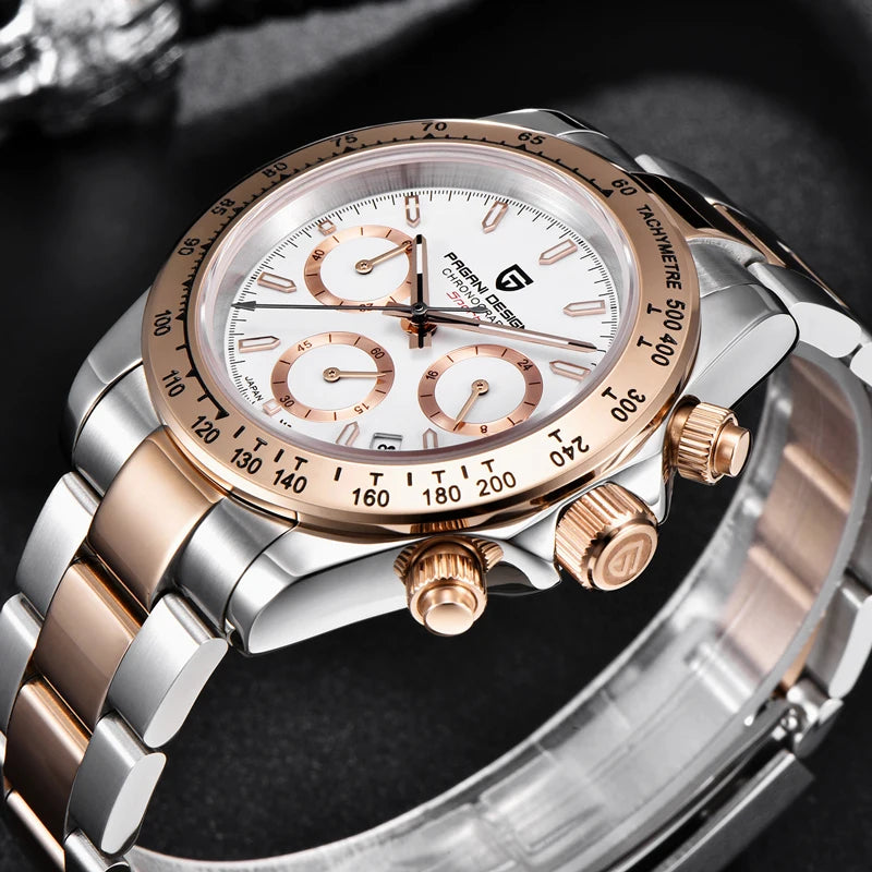 PAGANI DESIGN 2025 New Gold 1644 Men's Watches Top Brand Luxury Mens Quartz Wrist Watch Men Watch Men Sport Chronograph+Gift Box