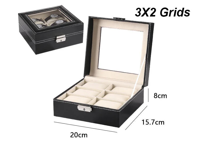 DELESYS 2/3/4/5/6/8/10/12 Slots PU Leather Watch Box Traditional Style Watch Storage Box Gift Watch Case With Lock
