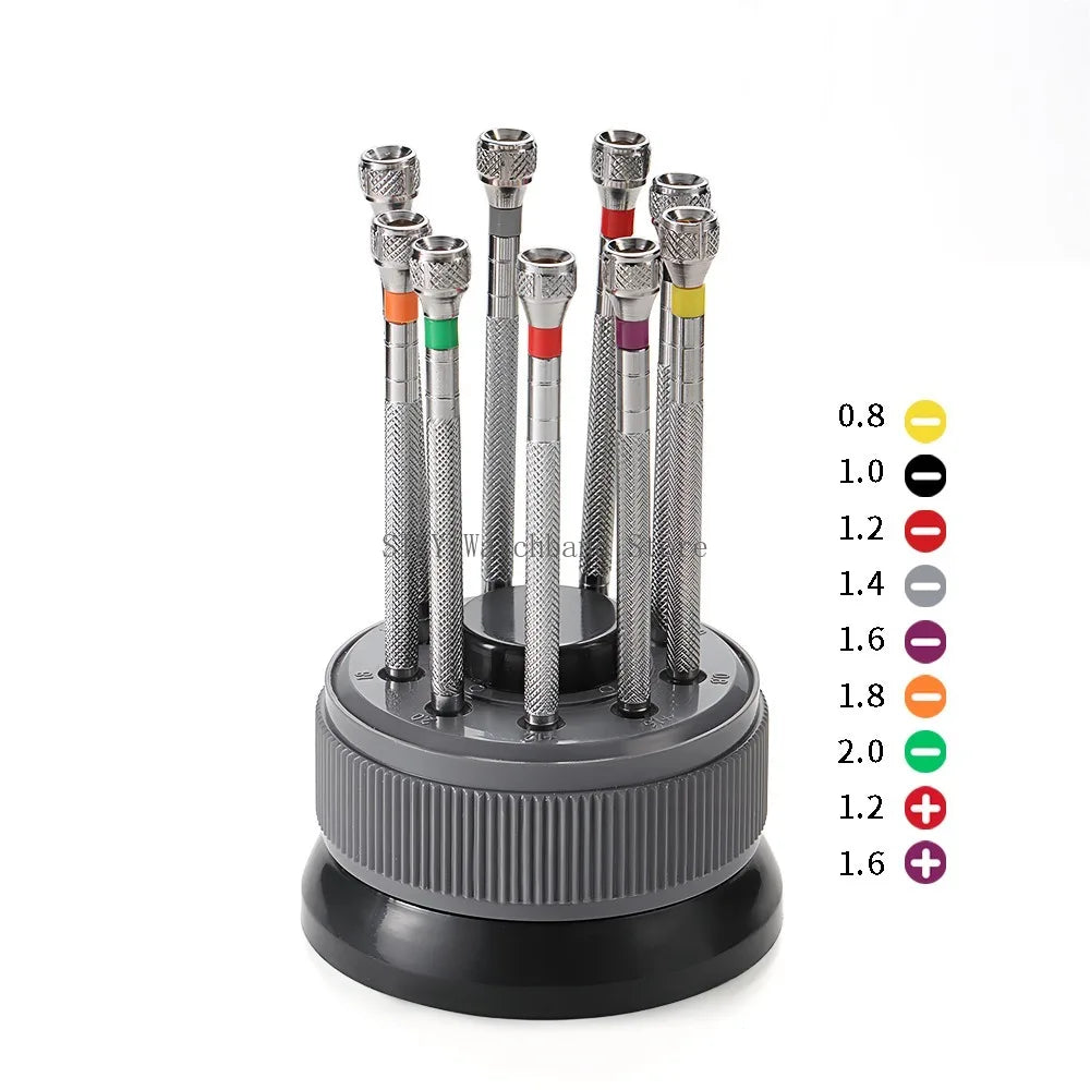 Watch Repair Tool Kit for Watchmaker Stainless Steel Precision Screwdriver Set 9pcs Watch Glasses Flat Blade Assort Slotted Tool