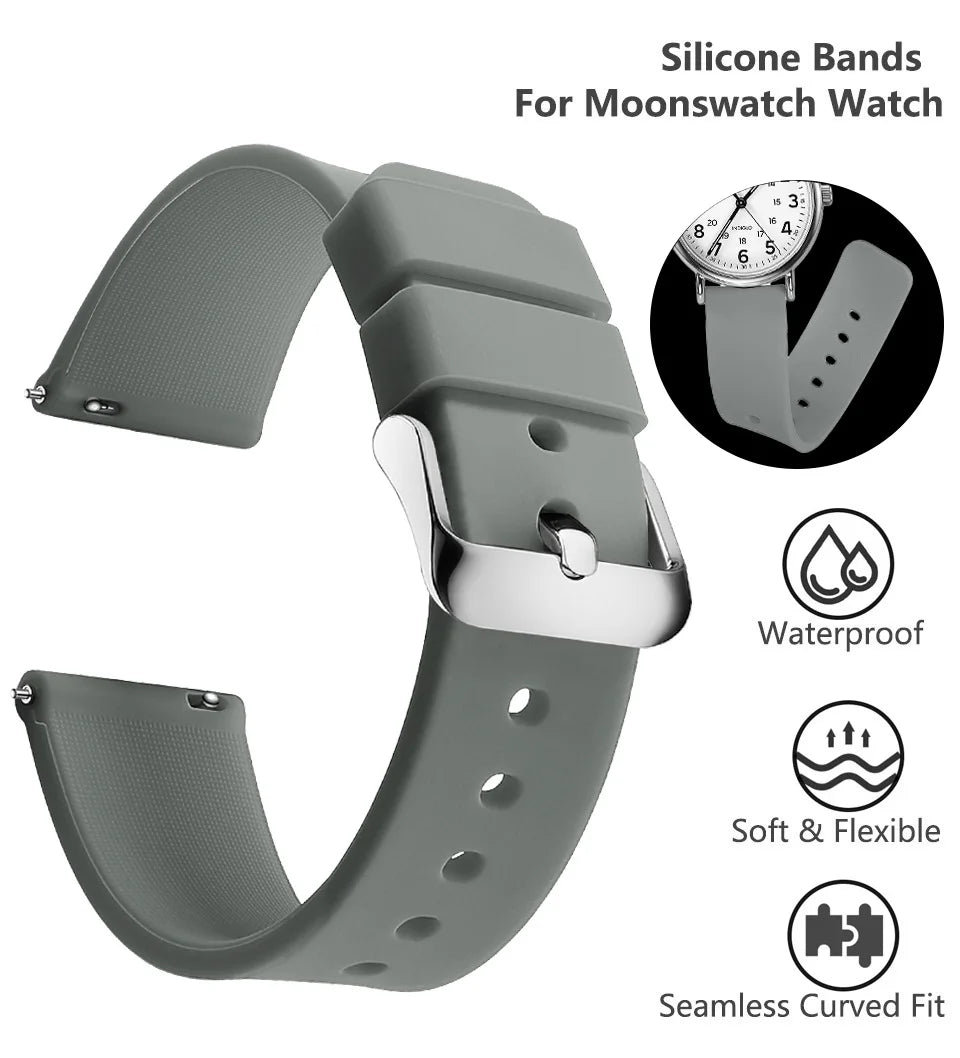 Silicone Watch Bands 14/16/18/19/20/21/22/24 mm Soft Quick Release Rubber Watch Bands Samsung Galaxy, Garmin Huawei Watch Straps