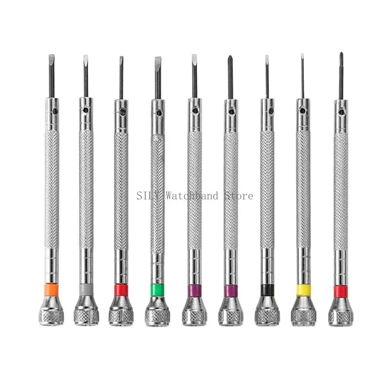 Watch Repair Tool Kit for Watchmaker Stainless Steel Precision Screwdriver Set 9pcs Watch Glasses Flat Blade Assort Slotted Tool
