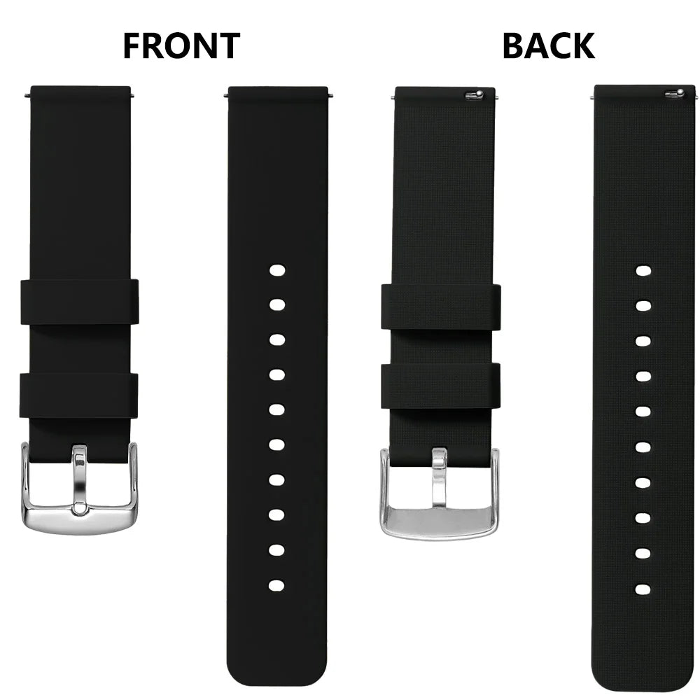 Silicone Watch Bands 14/16/18/19/20/21/22/24 mm Soft Quick Release Rubber Watch Bands Samsung Galaxy, Garmin Huawei Watch Straps