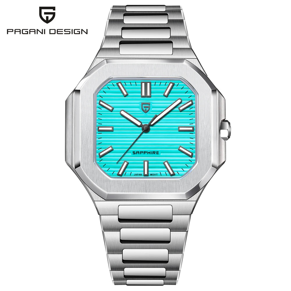PAGANI DESIGN 2025 watch men's luxury retro quartz men's watch stainless steel sapphire crystal TMI VH31 movement 50m waterproof