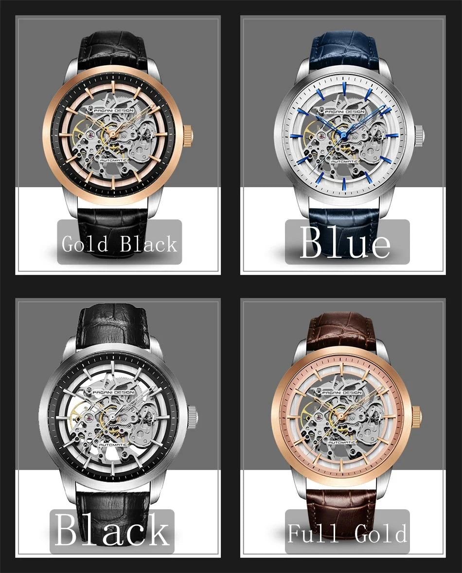 PAGANI DESIGN New Luxury Automatic Mechanical Watch Simple Sports Waterproof Leisure Retro Leather Business Watches for Man