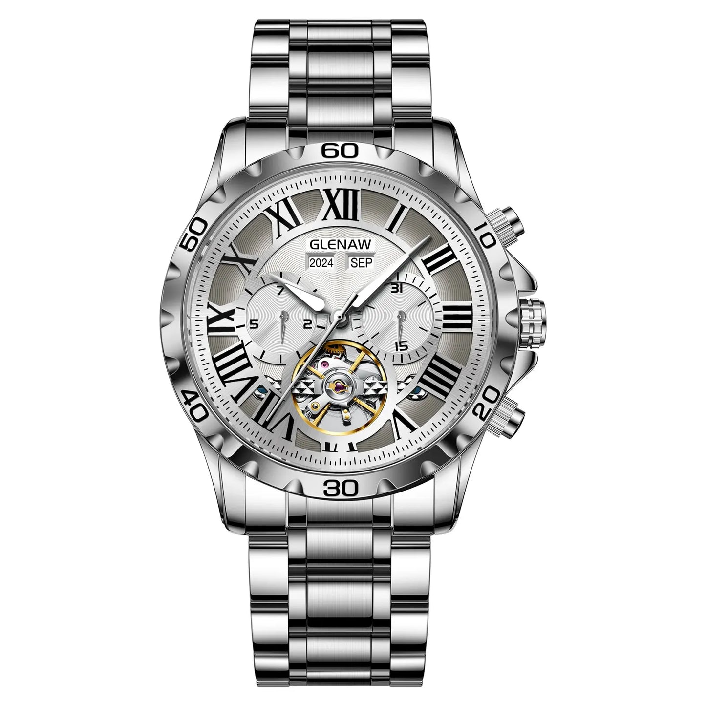 GLENAW Genuine Fully Automatic Mechanical Multi-Function Watch Men's Fashion High-End Trend Waterproof Watch For Men