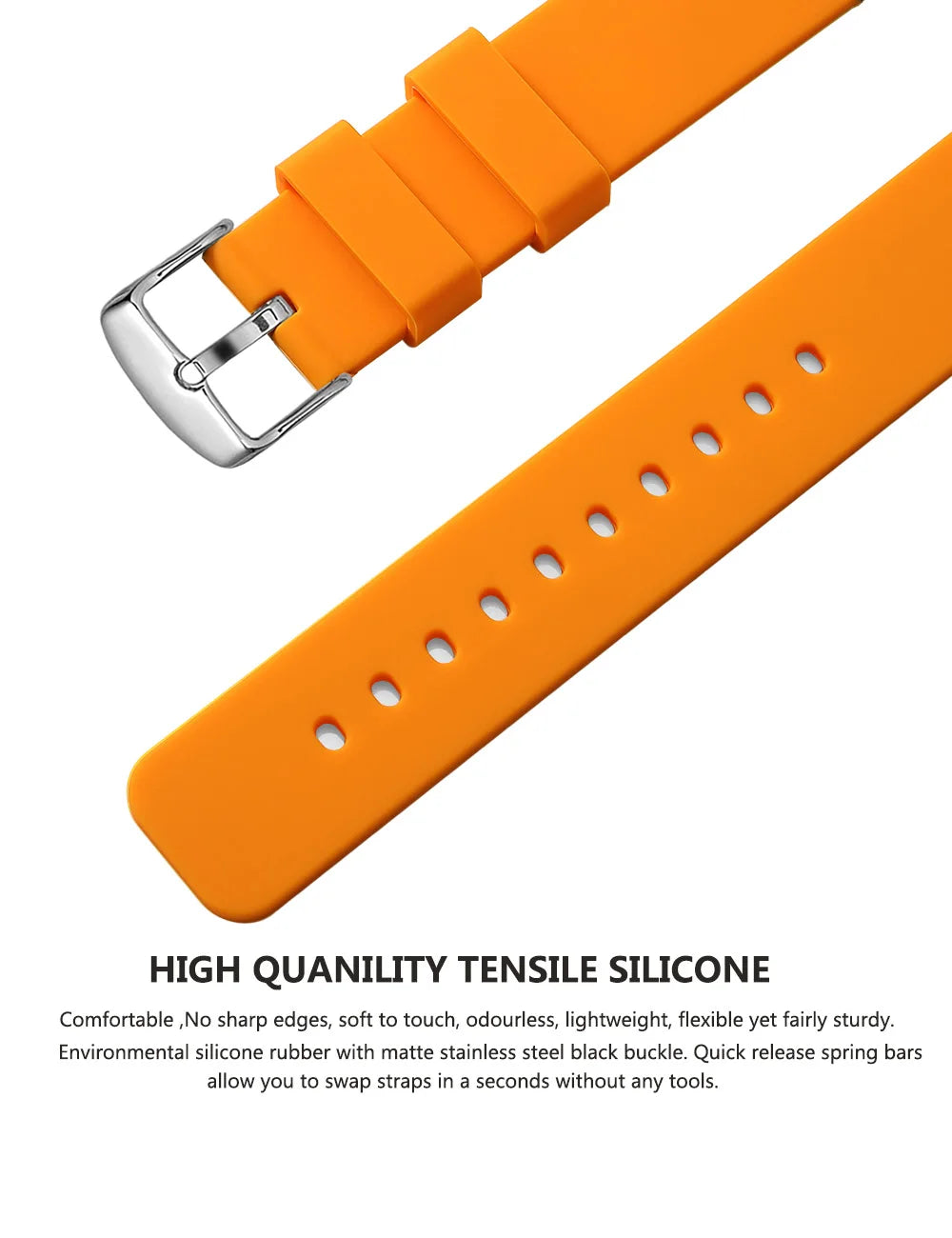 Silicone Watch Bands 14/16/18/19/20/21/22/24 mm Soft Quick Release Rubber Watch Bands Samsung Galaxy, Garmin Huawei Watch Straps