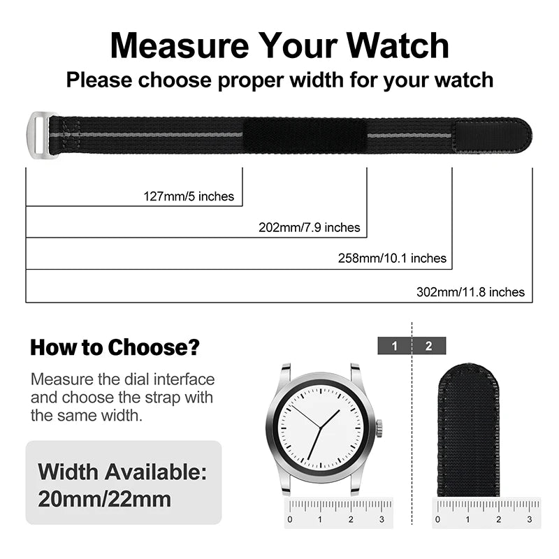Nylon Watch Strap 20mm 22mm Sports Fabric Wristband Belt Universal Replacement Sport Watch Bands Wristwatch Bracelet