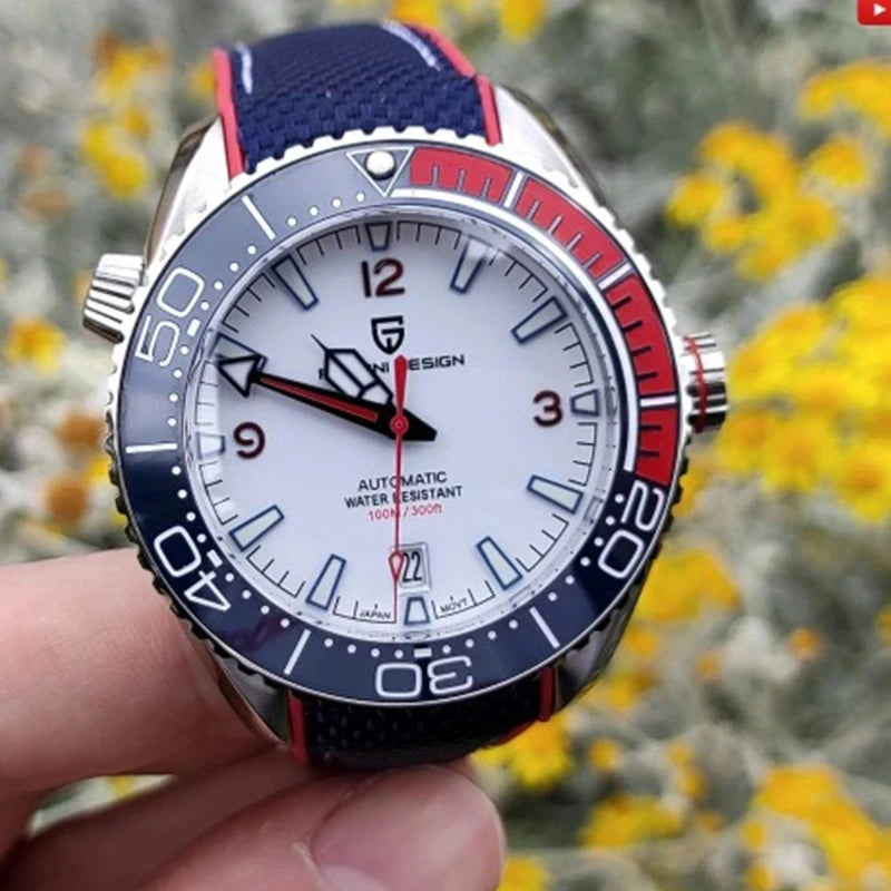 PAGANI DESIGN 42MM Japan movement Men Mechanical Watch 100M Waterproof Sapphire Crystal Ceramic Bezel Men Automatic Wristwatches