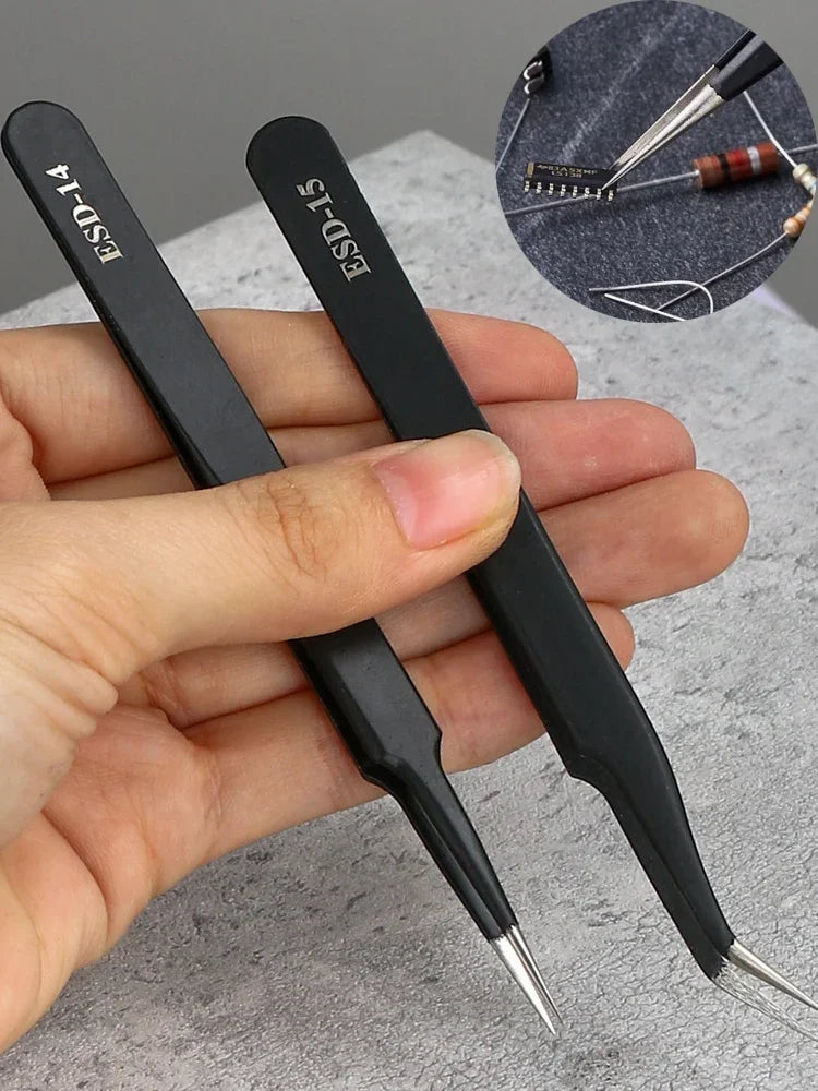 Watch Tweezers Tool ESD Anti-Static Steel  Watches Repair Tool Maintenance Industrial Electronic Tweezer Watchmaker Magnifier