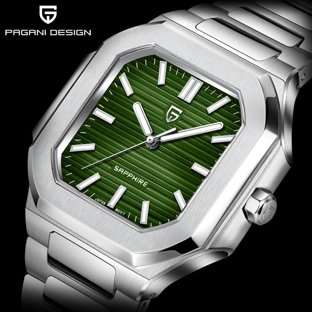 PAGANI DESIGN 2025 watch men's luxury retro quartz men's watch stainless steel sapphire crystal TMI VH31 movement 50m waterproof