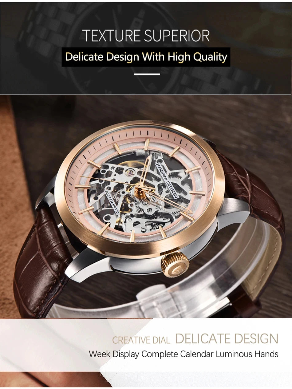 PAGANI DESIGN New Luxury Automatic Mechanical Watch Simple Sports Waterproof Leisure Retro Leather Business Watches for Man