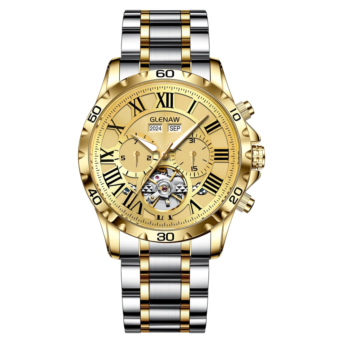 GLENAW Genuine Fully Automatic Mechanical Multi-Function Watch Men's Fashion High-End Trend Waterproof Watch For Men