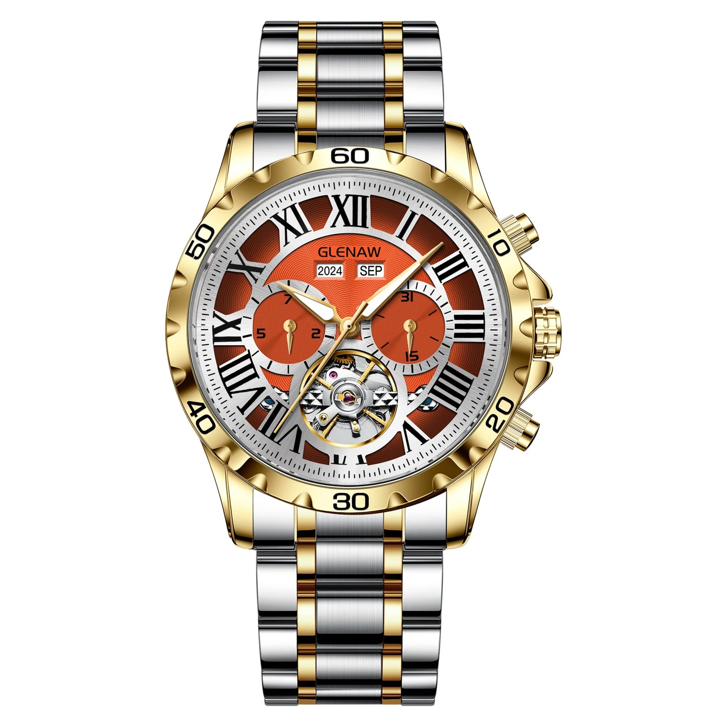 GLENAW Genuine Fully Automatic Mechanical Multi-Function Watch Men's Fashion High-End Trend Waterproof Watch For Men