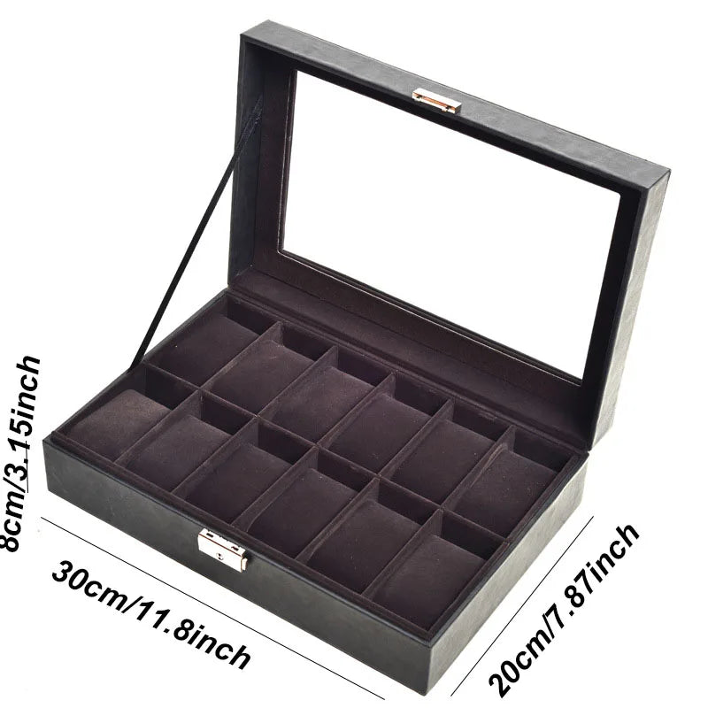 DELESYS 2/3/4/5/6/8/10/12 Slots PU Leather Watch Box Traditional Style Watch Storage Box Gift Watch Case With Lock