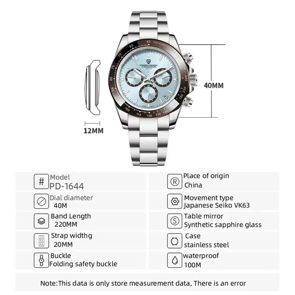 Men's Watch PAGANI DESIGN New Chronograph Quartz Watches For Man Luxury Sapphire Mirror Watches Complete Calendar Men Clock Gift