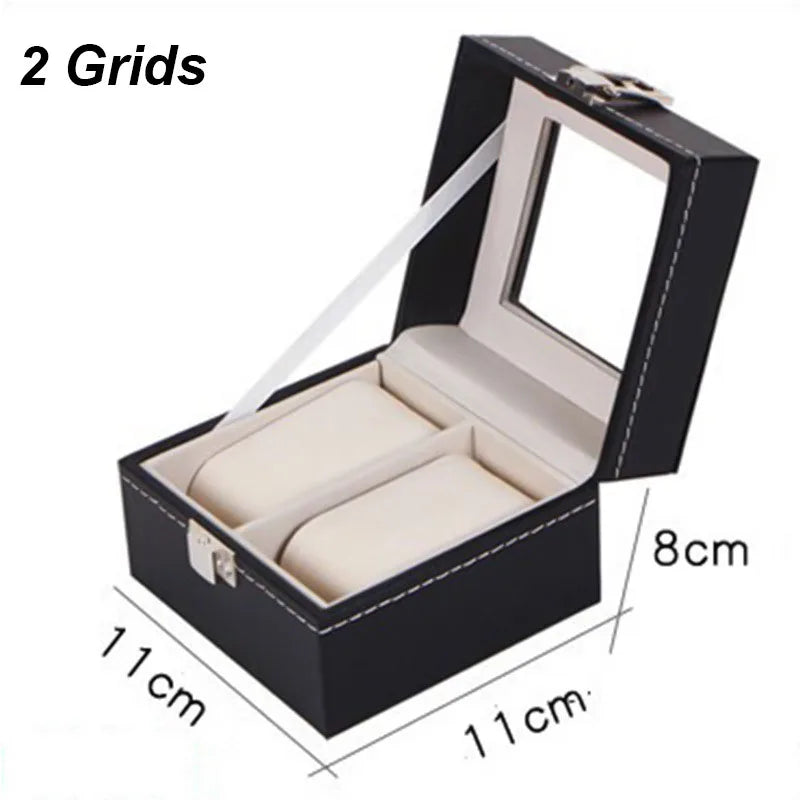DELESYS 2/3/4/5/6/8/10/12 Slots PU Leather Watch Box Traditional Style Watch Storage Box Gift Watch Case With Lock