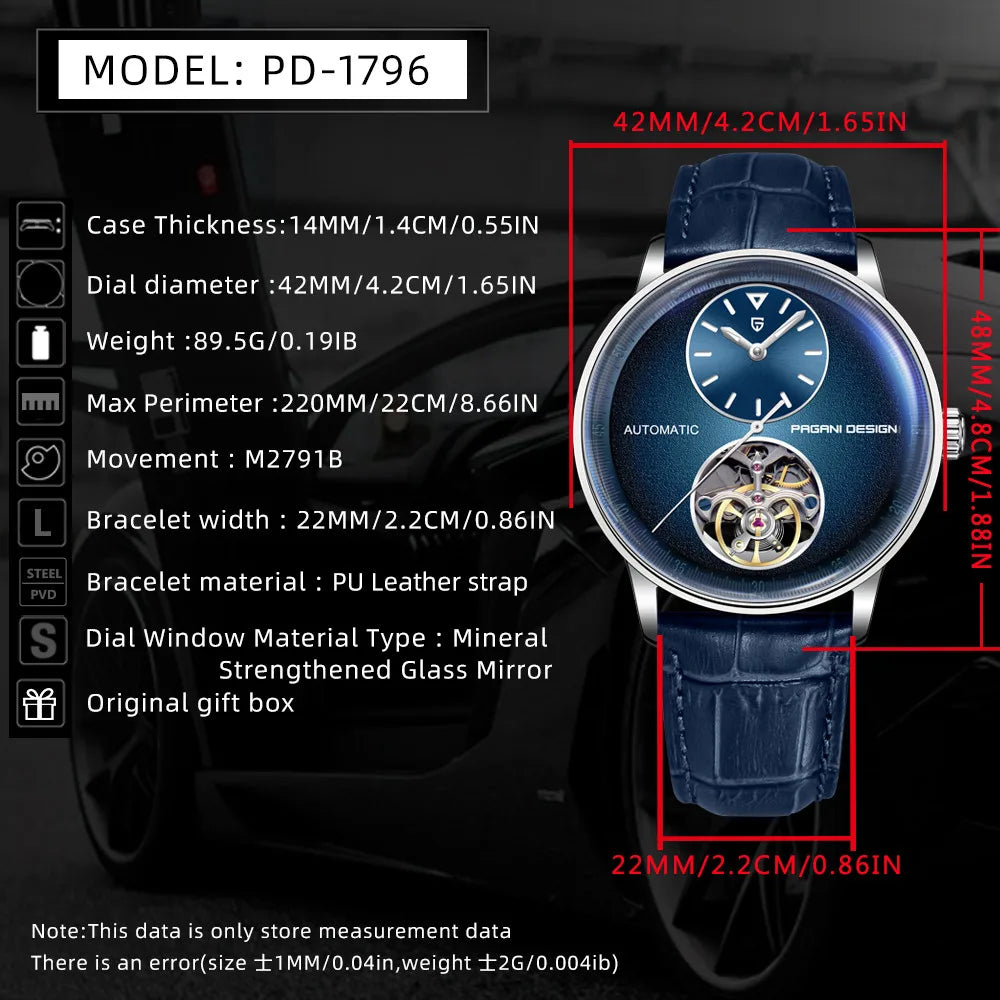 PAGANI DESING Watch 2025 New Simple Men Mechanical Watches Top Brand Business Waterproof 10Bar Leather Automatic Watch for Men
