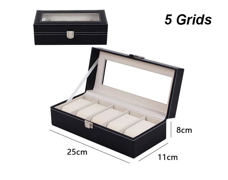 DELESYS 2/3/4/5/6/8/10/12 Slots PU Leather Watch Box Traditional Style Watch Storage Box Gift Watch Case With Lock