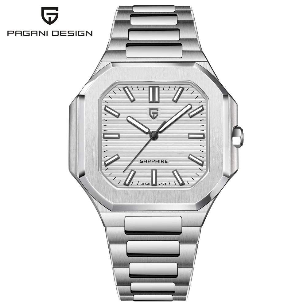 PAGANI DESIGN 2025 watch men's luxury retro quartz men's watch stainless steel sapphire crystal TMI VH31 movement 50m waterproof