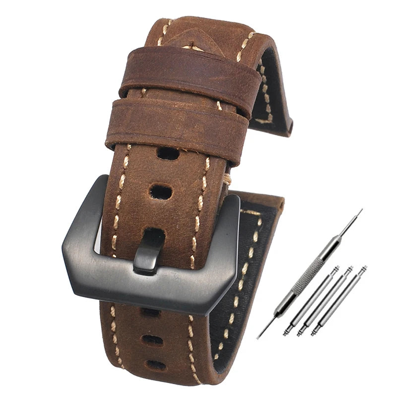 Leather Straps For Panerai Watch Accessories Men's Strap 20mm 22mm 24mm Watch Bands Cowhide Replacement Bracelet