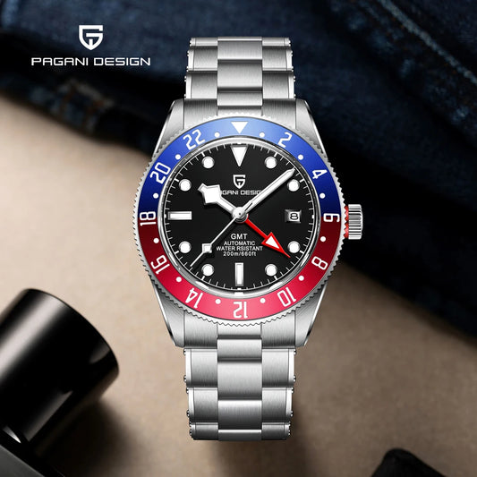 2025 New PAGANI DESIGN GMT Men's Watches Top Luxury Automatic Watch For Man Mechanical Wristwatches AR Sapphire Mirror Luminous