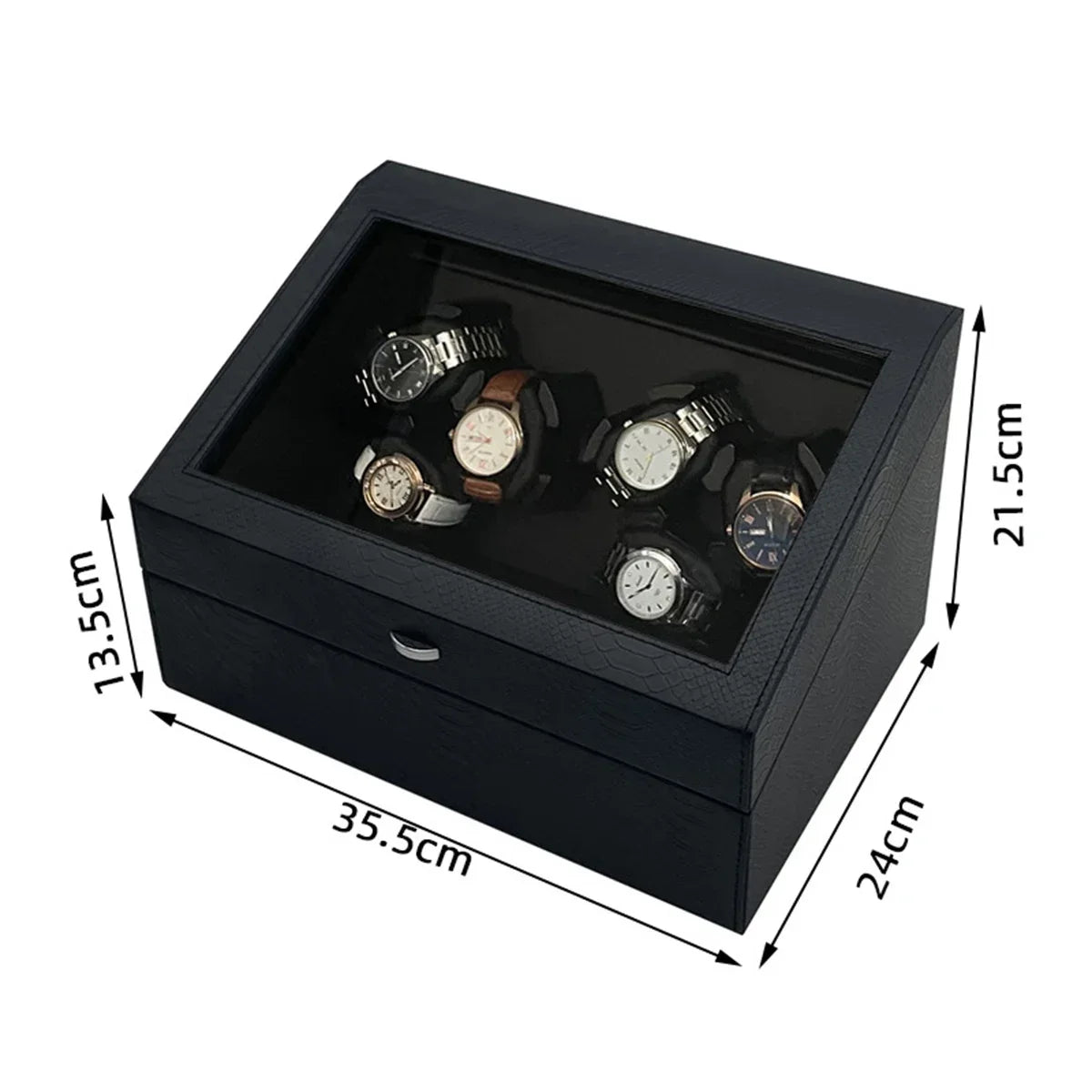 Automatic Watch Winder for 6 Watches with Quiet Motor Usb Led PU Leather Mechanical Watch Box Variable Speed for Watchmaker