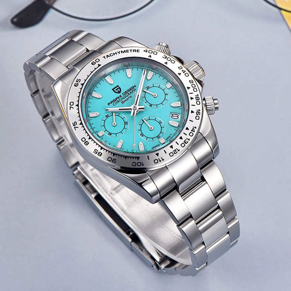 PAGANI DESIGN 2025 New 40mm Men Watch Multi functional VK63 Quartz Chronograph Sapphire Stainless Steel Waterproof Watch For Men