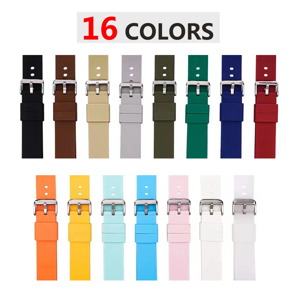 Silicone Watch Bands 14/16/18/19/20/21/22/24 mm Soft Quick Release Rubber Watch Bands Samsung Galaxy, Garmin Huawei Watch Straps