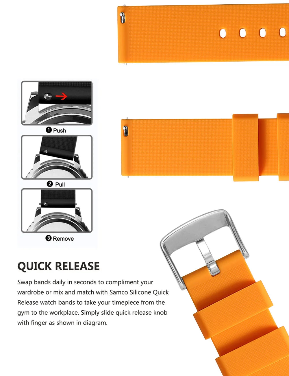 Silicone Watch Bands 14/16/18/19/20/21/22/24 mm Soft Quick Release Rubber Watch Bands Samsung Galaxy, Garmin Huawei Watch Straps