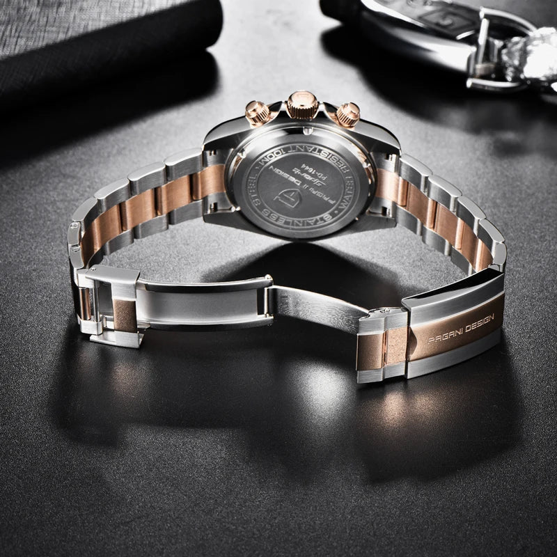 PAGANI DESIGN 2025 New Gold 1644 Men's Watches Top Brand Luxury Mens Quartz Wrist Watch Men Watch Men Sport Chronograph+Gift Box